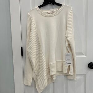 Athleta Cream Asymmetrical Sweater